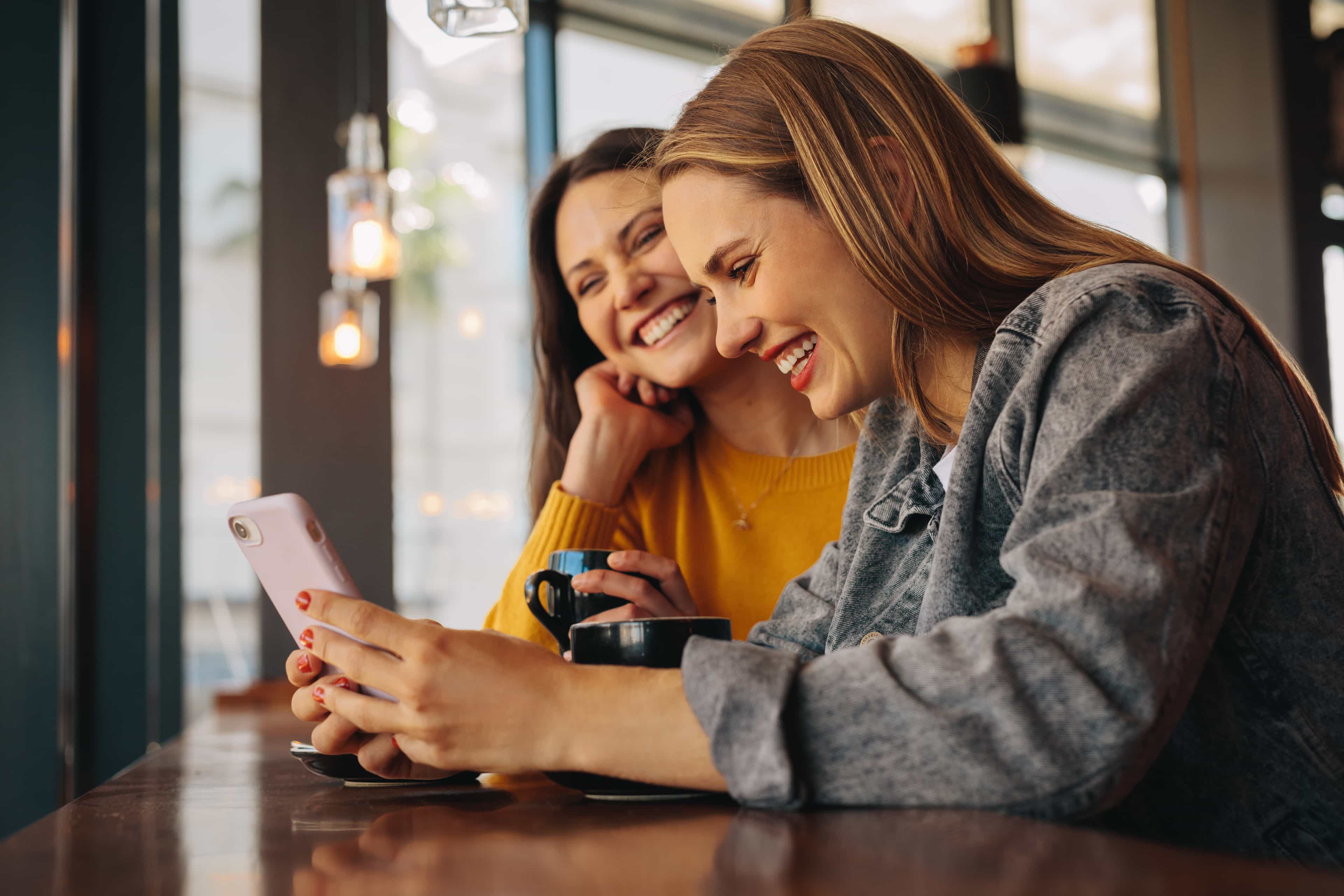 two friends laughing